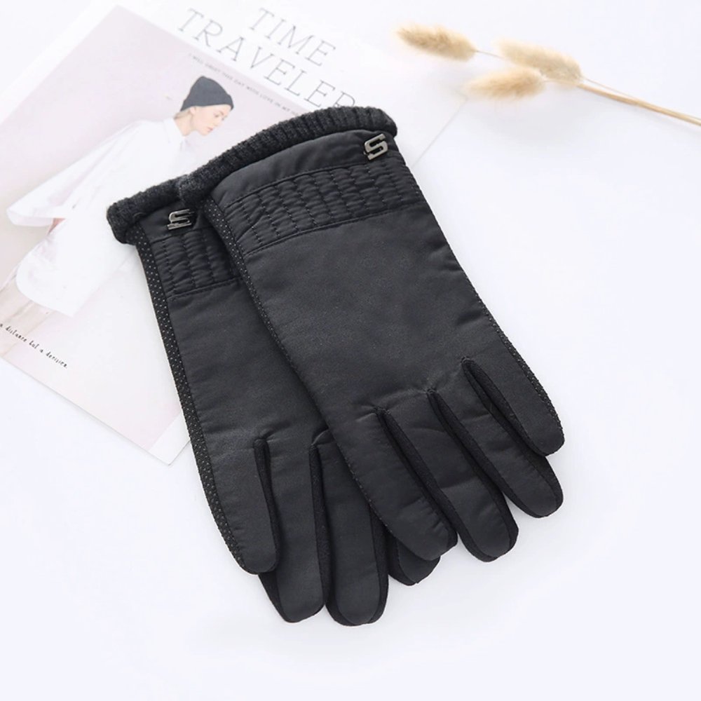 Men’s Solid Color Chiffon Anti‑Slip Warm Gloves