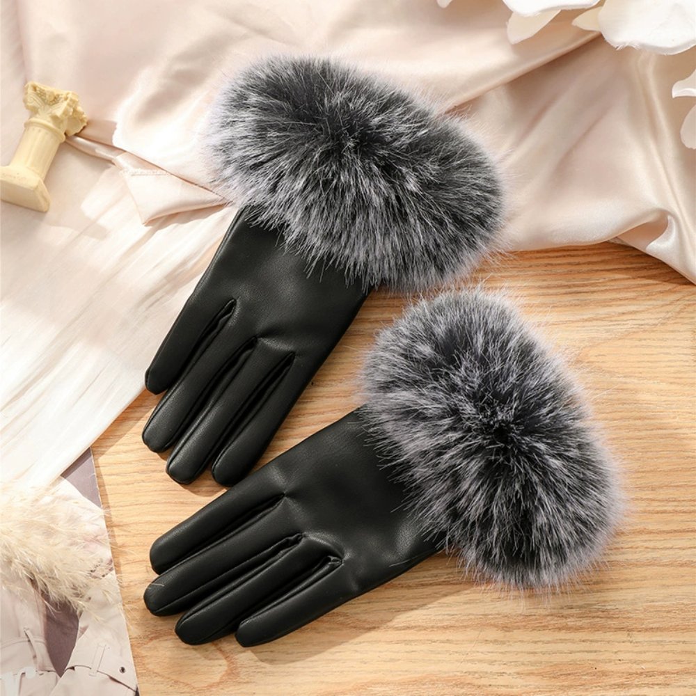 Windproof Fleece‑Lined Thick Plush‑Cuff Gloves