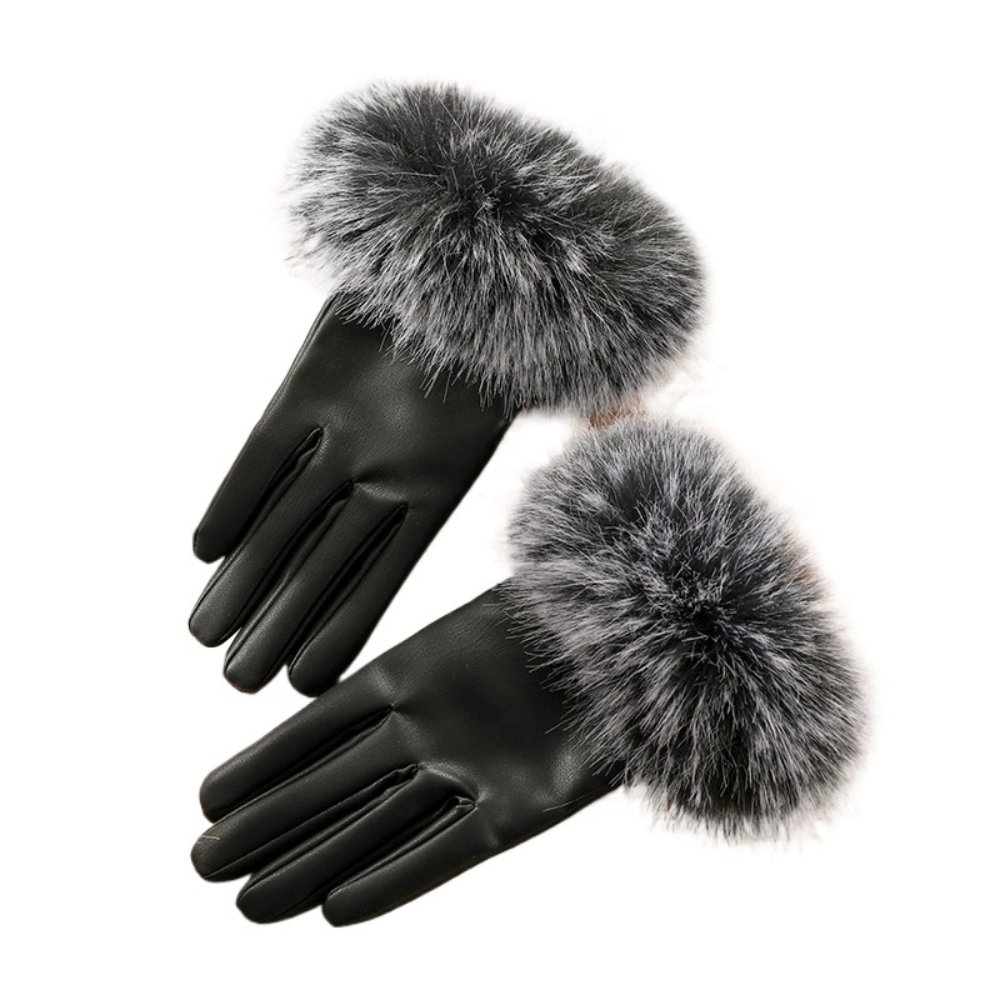 Windproof Fleece‑Lined Thick Plush‑Cuff Gloves