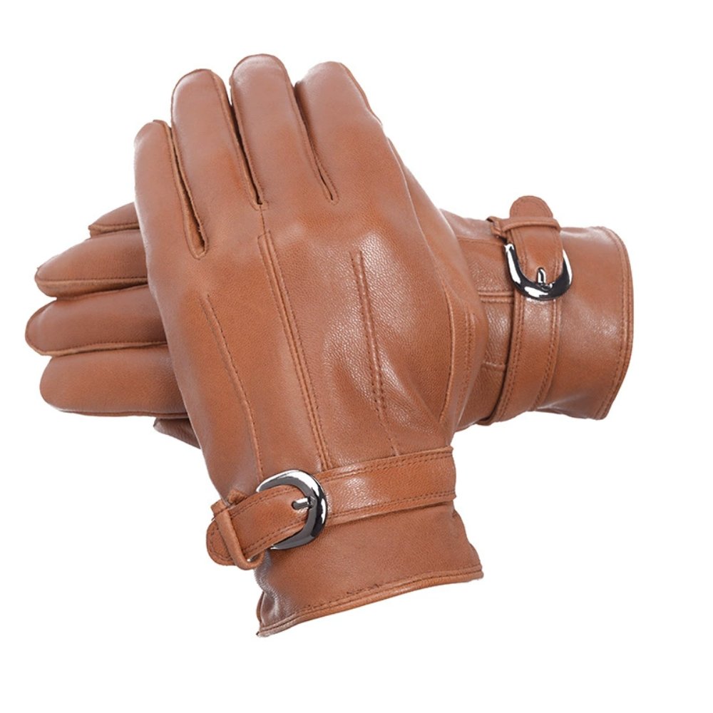 Men’s Genuine Leather Warm Cycling Gloves
